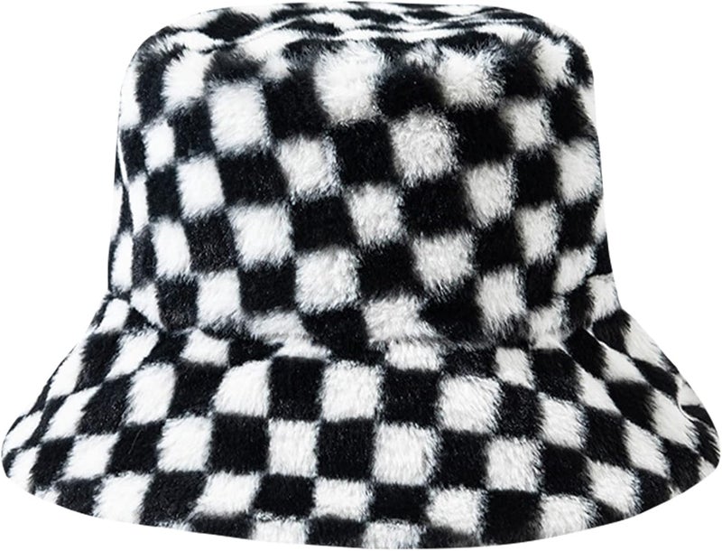 BEARUN Winter Faux Fur Furry Bucket Hat Fluffy Fuzzy Warm Hat Plush Fisherman Hat for Women Men Teens Girls - Image 1